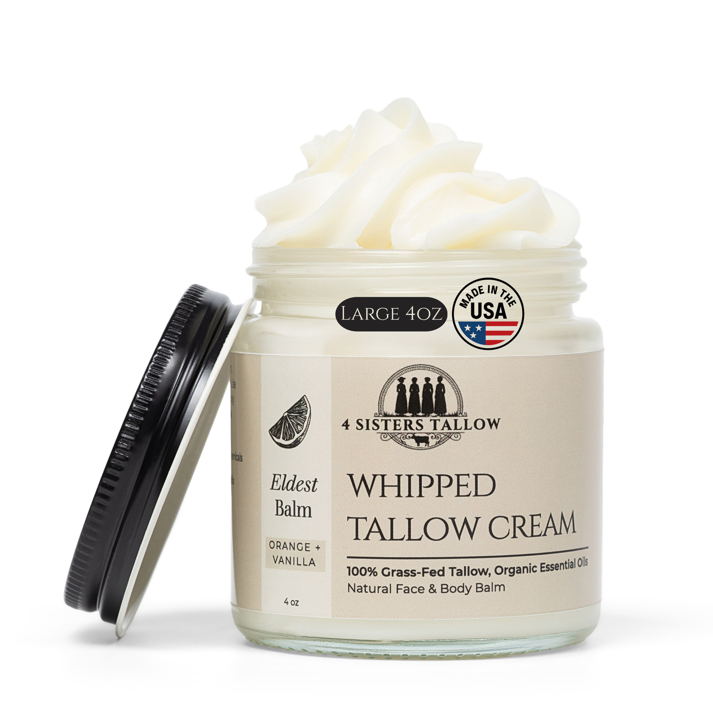 Scent: Orange, Vanilla & Frankincense Whipped Tallow Balm for face and skin