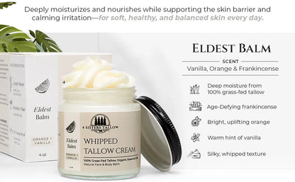 Scent: Orange, Vanilla & Frankincense Whipped Tallow Balm for face and skin