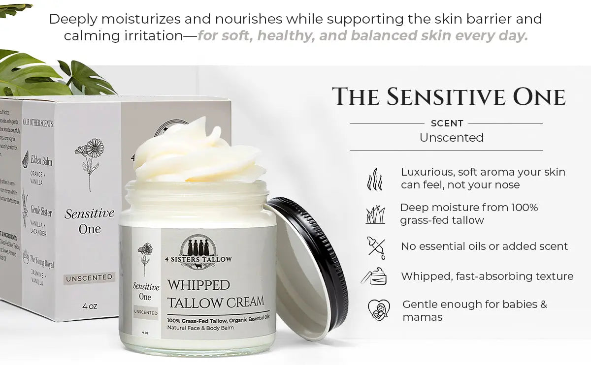 Scent: Unscented Whipped Tallow Balm for face and skin