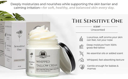 Scent: Unscented Whipped Tallow Balm for face and skin