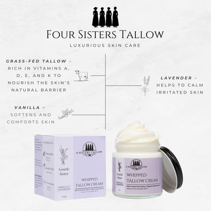Scent: Lavender & Vanilla Gentle Sister Whipped Tallow Balm for face and skin