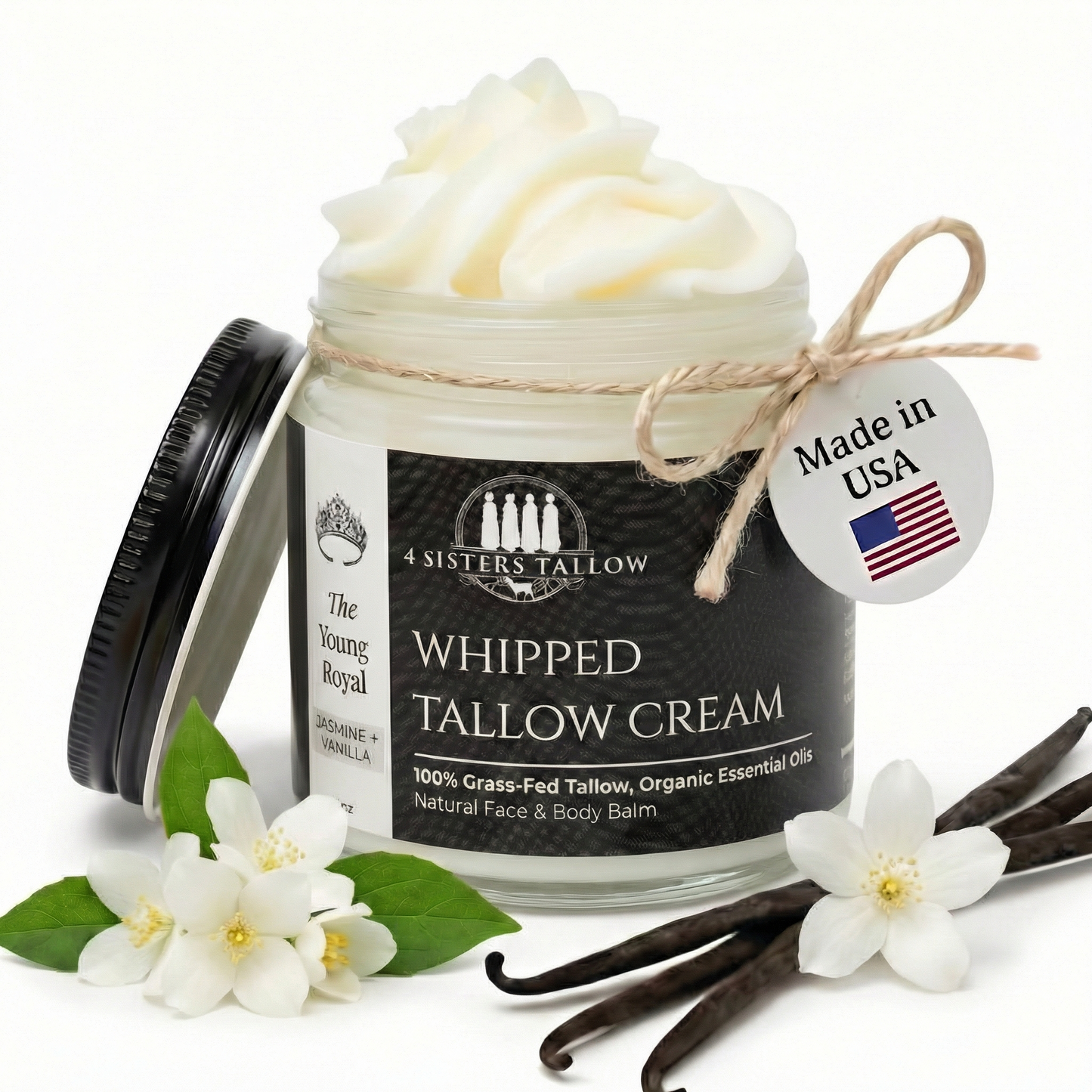 Scent: Jasmine & Vanilla Young Royal Whipped Tallow Balm for face and skin